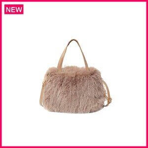 Small Faux Fox Fur Tote Bag Mini Plush Shoulder Crossbody Handbag